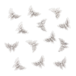 Платина 15 латунные подвески шт., с кристально горный хрусталь, бабочка, платина, 26x34.5x8.5 мм, отверстие : 1 мм
