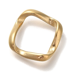Настоящее золото 18K Вакуумное покрытие pvd 304 соединительные кольца из нержавеющей стали, фактурный квадрат, реальный 18 k позолоченный, 17x17x3 мм, внутренний диаметр: 13x13 мм