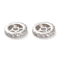 Платинированный 925 бусины из стерлингового серебра, бусины из циркония, колонка, Реальная платина, 6x1 мм, отверстие : 1.2 мм