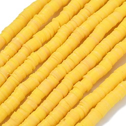Gold Handmade Polymer Clay Beads Strands, for DIY Jewelry Crafts Supplies, Heishi Beads, Disc/Flat Round, Gold, 6x0.5~1mm, Hole: 1.8mm, about 395~403pcs/strand, 15.55~15.67''(39.5~39.8cm)