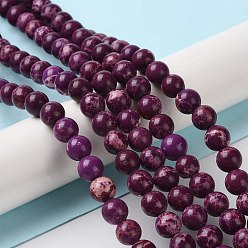 Purple Synthetic Imperial Jasper Dyed Beads Strands, Round, Purple, 6mm, Hole: 1.4mm, about 60~62pcs/strand, 14.72''~15.28''(37.4~38.8cm)