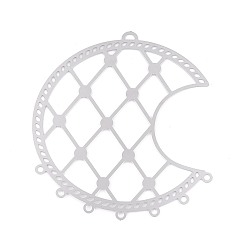 Нержавеющая Сталь Цвет 201 Ссылки на компоненты люстры в форме полой луны из нержавеющей стали, гравированные металлические украшения, не тускнеет, цвет нержавеющей стали, 60.5x52.5x0.3 мм, отверстия : 1.6 mm и 1.8x2.5 мм