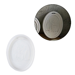 Oval Рождественская серия подвесная бирка diy подвеска украшение силиконовые формы, изготовление изделий из эпоксидной смолы, белые, овальные, 77x59x11 мм, отверстие : 10x2 мм, внутренний диаметр: 70x52 мм