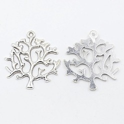 Античное Серебро Сплавочные подвески тибетского стиля, без свинца и без кадмия, древо жизни, античное серебро, 45x40x2 мм, отверстие : 2 мм