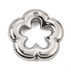 Stainless Steel Color 304 Stainless Steel Pendant Rhinestone Settings, Flower Charms, Stainless Steel Color, Fit For 1.2mm Rhinestone, 15.5x16x3mm, Hole: 7x8.5mm