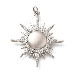 Платина Латунные микро проложить кубического циркония подвески, солнечные чары, без кадмия и без свинца, долговечный, с целью перехода в кольце, платина, 30x27.5x4 мм, отверстие : 3 мм