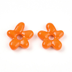 Темно-Оранжевый Бусины лэмпворк , цветок, темно-оранжевый, 18~18.5x17~17.5x4~5 мм, отверстие : 3~4 мм