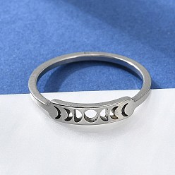 Нержавеющая Сталь Цвет 201 кольцо на палец с фазами луны из нержавеющей стали для женщин, цвет нержавеющей стали, размер США 7 3/4 (17.9 мм)