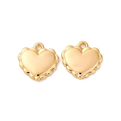 Настоящее золото 18K Латунные подвески, сердце прелести, долговечный, без никеля , реальный 18 k позолоченный, 9.5x9.5x1 мм, отверстие : 1 мм