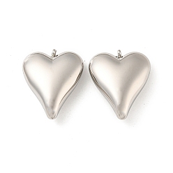 Нержавеющая Сталь Цвет Не тускнеющие 304 подвески из нержавеющей стали, шарма сердца, цвет нержавеющей стали, 27x23x9 мм, отверстие : 1.6 мм