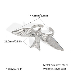 Нержавеющая Сталь Цвет Кольца-манжеты из нержавеющей стали в виде птиц для женщин, цвет нержавеющей стали, 21x47.3 мм