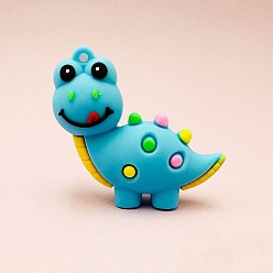 Темно-бирюзовый Пластиковые подвески из пвх, динозавр прелести, темные бирюзовый, 40x55 мм