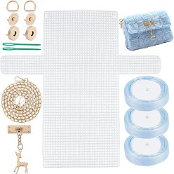 Mixed Color DIY Knitting Crochet Bags Kit, Including Mesh Plastic Canvas Sheets, Ribbon, Knitting Needles, D Ring, Snap Button, Bag Strap Chains, Deer Decorative Button, for DIY Craft Shoulder Bags Accessories, Mixed Color, 360x395x1.5mm
