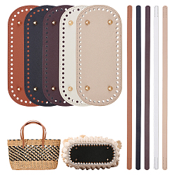 Mixed Color 5Pcs 5 Colors PU Leather Oval Bottom, for Knitting Bag, Women Bags Handmade DIY Accessories, with 10Pcs 5 Colors PU Imitation Leather Bag Straps, Mixed Color, 22x10x0.4cm, Hole: 4.5mm