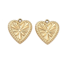 Настоящее золото 14K 304 подвески из нержавеющей стали, сердце прелести, реальный 14 k позолоченный, 16.5x15x1.5 мм, отверстие : 1.2 мм