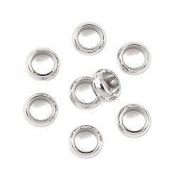 Platino Real Plateado Cuentas espaciadoras de latón Shegrace, Rondana plana, sin cadmio y níque y plomo, Platino verdadero plateado, 4.5x2 mm, agujero: 3 mm