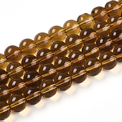 Верблюжий Прозрачные стеклянные бусины, круглые, верблюжие, 8~8.5 мм, отверстие : 1 мм, около 50~51 шт / нитка, 14.76~15.16'' (37.5~38.5 см)