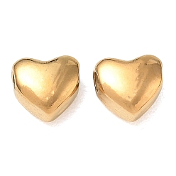 Real 18K Gold Plated 304 Stainless Steel Beads, Heart, Ion Plating(IP), Real 18K Gold Plated, 7x7.5x4.5mm, Hole: 2mm