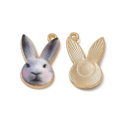 Разноцветный Стойки обшивки сплава эмали подвески, золотой свет, очарование головы кролика, красочный, 19x12x2 мм, отверстие : 1.2 мм
