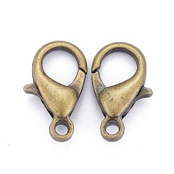 Antique Bronze Zinc Alloy Lobster Claw Clasps, Parrot Trigger Clasps, Cadmium Free & Nickel Free & Lead Free, Antique Bronze, 14x8mm, Hole: 1.8mm