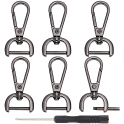 Черный Цвет Металла Замок из сплава, для изготовления аксессуаров с пряжками для сумок, с железной отверткой, металлический черный , защелка замка: 4.8x2.45x0.7см, Внутренний диаметр: 1.6x0.55 cm