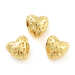 Настоящее золото 18K Стойки обшивки латунные бусины, без кадмия и без свинца, долговечный, сердце, реальный 18 k позолоченный, 8x8x6.5 мм, отверстие : 2 мм