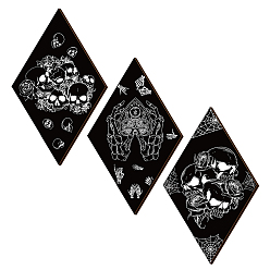 Skull Украшения для стен из дерева, для украшения дома, Рисунок черепа, 300x170x6 мм, 3 стили, 1 шт / стиль, 3 шт / комплект