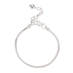 Серебро Латуни европейский браслет стиль делает, серебряные, 7-5/8 дюйм (195 мм) x 2.5 мм