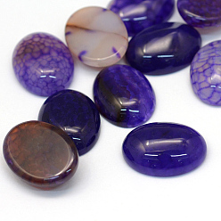 Mauve Oval Dyed Natural Crackle Agate Cabochons, Mauve, 20x15x5~7mm