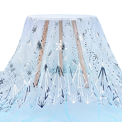 Light Sky Blue Polyester Snowflake Pattern Gauze Stained Silver Fabric, DIY Crafts Supplies, Rectangle, Light Sky Blue, 1600x0.3mm, about 3m/pc