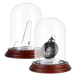 Brun Saddle 2pcs couvercle de dôme en verre d'arche, vitrine décorative, avec 2 pièces présentoirs en plastique, selle marron, 107x140mm