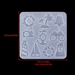 Anchor & Helm DIY Food Grade Silicone Pendant Molds, Decoration Making, Resin Casting Molds, For UV Resin, Epoxy Resin Jewelry Making, White, Anchor & Helm, 127x127x4.8mm