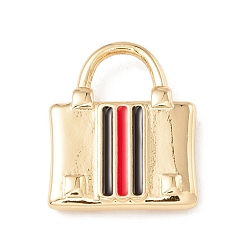 Красный Латунь эмаль подвески, с прыжковых колец, реальный 18 k позолоченный, без кадмия и без свинца, долговечный, запирать, красные, 20x16x3 мм, отверстие : 7x6 мм