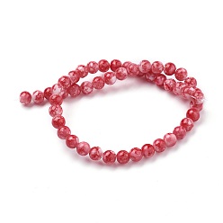 Red Glass Beads Strands, Round, Red, 7~8mm, Hole: 1mm, about 48pcs/strand, 13.7 inch(35cm)