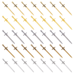 (52) Непрозрачная лаванда 60 шт 5 цвета подвески из сплава в тибетском стиле, меч, разноцветные, 49.5x12x3 мм, отверстие : 1.4 мм, 12 шт / цвет