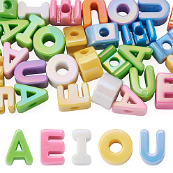 (52) Непрозрачная лаванда 30шт 5 стили УФ-покрытие непрозрачные акриловые бусины, радужный, письмо aeiou, разноцветные, 21.5x12.5~17.5x13~14 мм, отверстие : 6 мм, 6 шт / стиль
