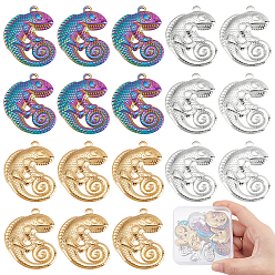 (52) Непрозрачная лаванда 18 шт. 3 цвета 304 подвески из нержавеющей стали, ящерица, разноцветные, 30x24.5x3 мм, отверстие : 1.8 мм, 6 шт / цвет