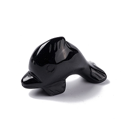 Обсидиан Натуральные обсидианные декорации, украшения для дома, дельфин, 52x18x30 мм