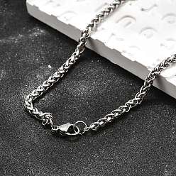 Нержавеющая Сталь Цвет Устойчивые к потускнению модные мужские 201 ожерелья из нержавеющей стали с цепочкой из пшеницы, с карабин-лобстерами , цвет нержавеющей стали, 21.7 дюйм (55.1 см)