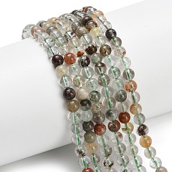 Лодолит Кварц Натуральный зеленый lodolite кварц бисер пряди, круглые, круглые, 4.5~5 мм, отверстие : 0.5 мм, около 86 шт / нитка, 15.55 дюйм (39.5 см)