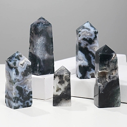 Мосс Агат Башня из натурального мха и агата, украшение для дома, исцеляющие каменные палочки, Декоры для медитации и терапии Рейки чакры, квадратная призма, 70~90 мм