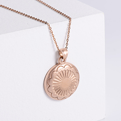 Розовое Золото Мужские ожерелья с подвеской-цветком из нержавеющей стали в винтажном стиле, розовое золото 