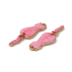 Pink Rack Plating Alloy Enamel Pendants, Light Gold, Cat Charm, Pink, 34x10x2mm, Hole: 1.5mm