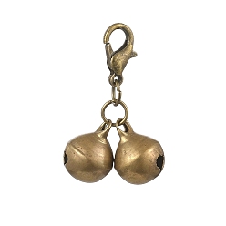 Античная Бронза Подвесные украшения из латунного колокольчика, застежки-лобстеры подвески для рюкзака брелок украшения, античная бронза, 28 мм