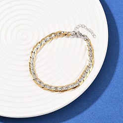 Золотой & Цвет Нержавеющей Стали 304 Браслеты из нержавеющей стали с панцирной цепью для женщин, ионное покрытие (ip), золотые и нержавеющая сталь цвет, 7-1/8 дюйм (18.2 см)