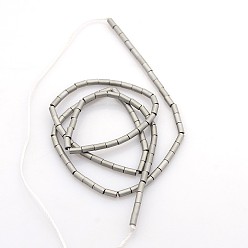 с Покрытием Серебра Гальванизировать обмороженные немагнитных синтетический гематит бисер пряди, колонка, со серебряным покрытием, 4x2 мм, отверстие : 0.8~0.9 мм, около 98 шт / нитка, 15.75'' (40 см)