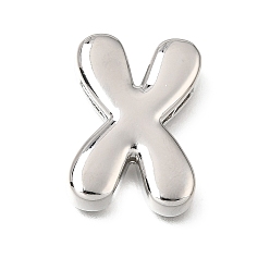 Letter X Прелести латунных слайд, буквы, цвет нержавеющей стали, Письмо X, 25x18x5 мм, отверстие : 11x2 мм