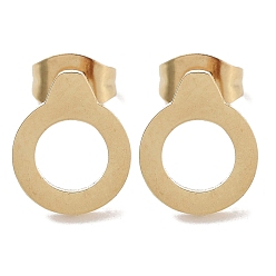 Golden PVD Vacuum Plating 304 Stainless Steel Stud Earrings for Women, Ring, Golden, 10.5x8.5mm