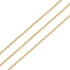 Настоящее золото 18K Латунные цепи Роло, пайки, с катушкой, реальный 18 k позолоченный, 1x0.2 мм