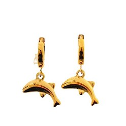 Dolphin Серьги из 304 нержавеющей стали, золотые, дельфин, 30x19 мм